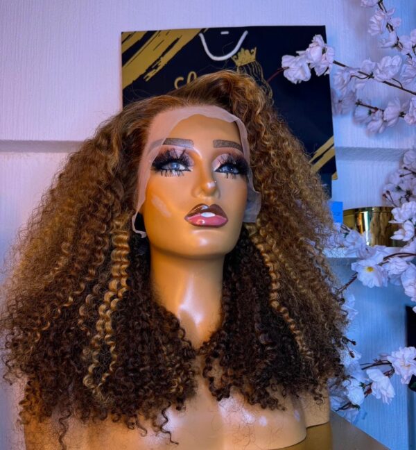 Kinks curls full frontal wig  300g Piano color 18inches - Image 5